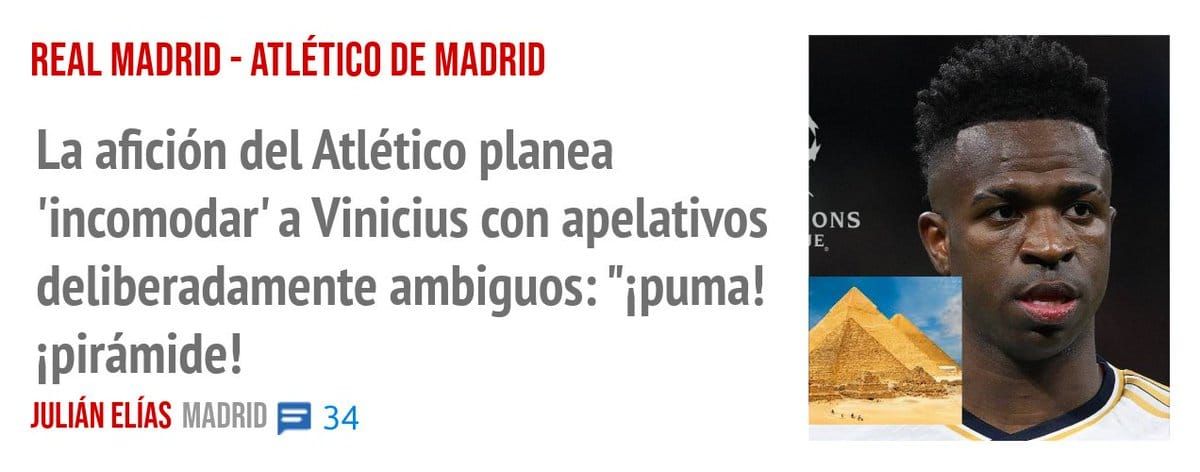 REAL MADRID - ATLÉTICO DE MADRID. La afición del Atlético planea 'incomodar' a Vinicius con apelativos deliberadamente ambiguos: "ipuma! ipirámide!