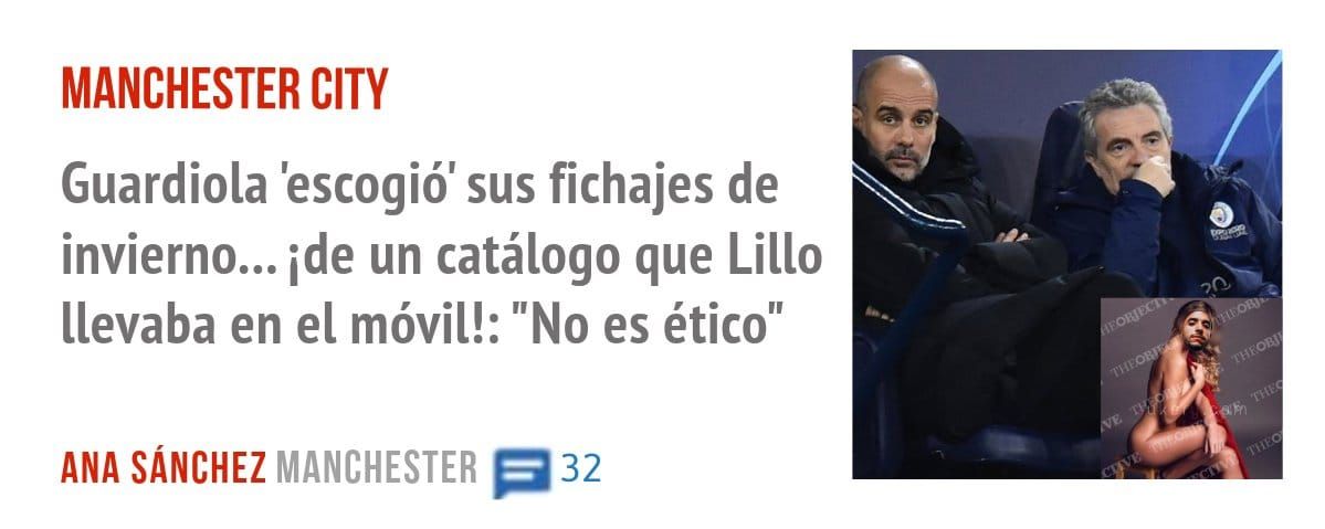 MANCHESTER CITY. Guardiola 'escogió' sus fichajes de invierno... ide un catálogo que Lillo llevaba en el móvil!: "No es ético"