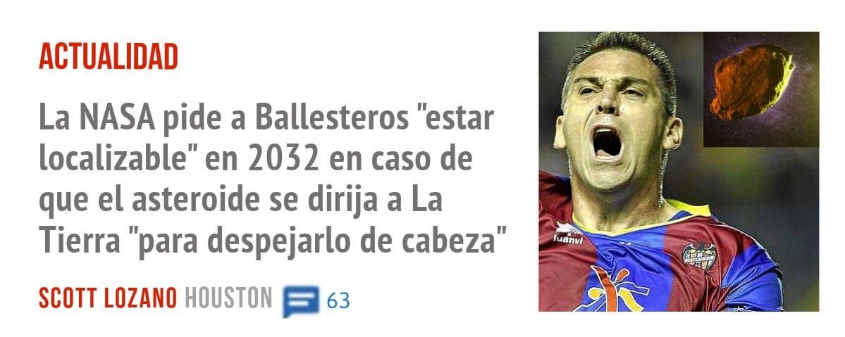 ACTUALIDAD. La NASA pide a Ballesteros "estar localizable" en 2032 en caso de que el asteroide se dirija a La Tierra "para despejarlo de cabeza"