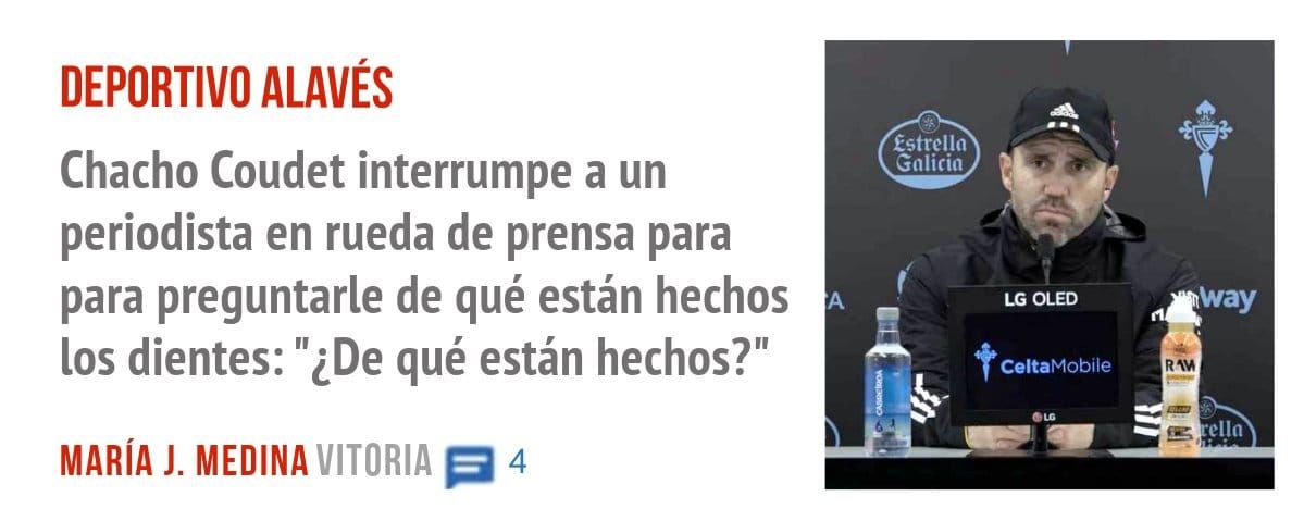 DEPORTIVO ALAVÉS. Chacho Coudet interrumpe a un periodista en rueda de prensa para para preguntarle de qué están hechos los dientes: "¿De qué están hechos?"