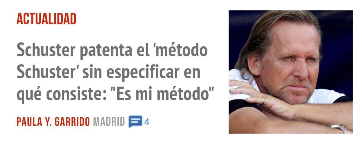 ACTUALIDAD. Schuster patenta el 'método Schuster' sin especificar en qué consiste: "Es mi método"