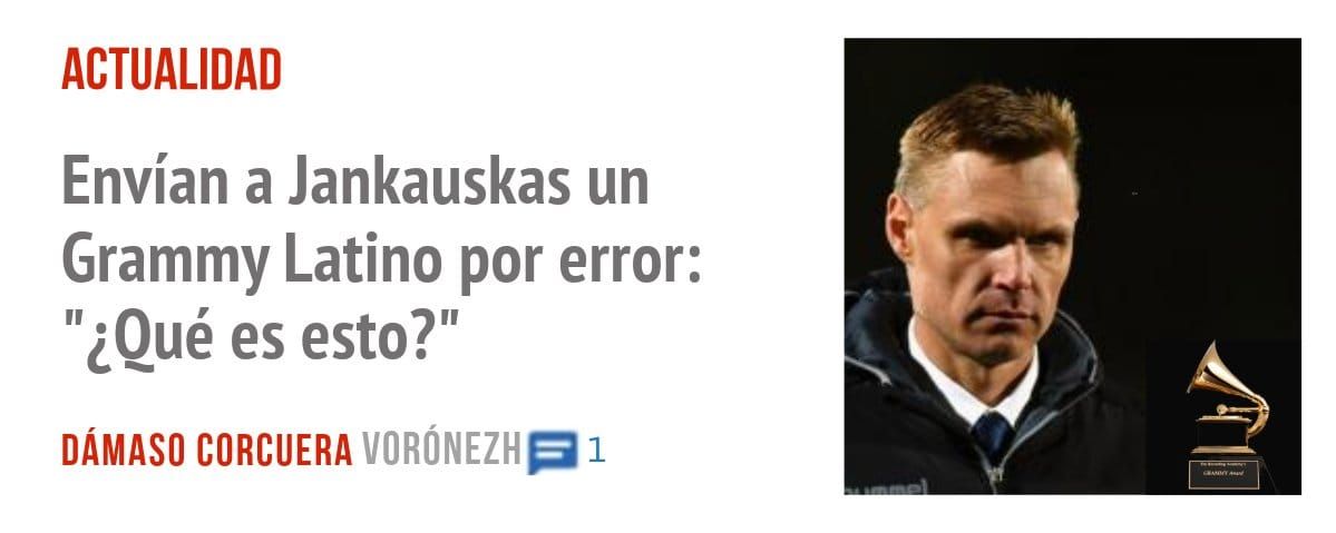 ACTUALIDAD. Envían a Jankauskas un Grammy Latino por error: '¿Qué es esto?"