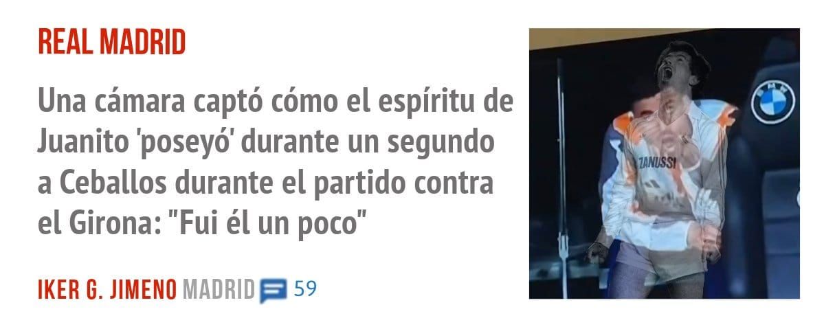 REAL MADRID. Una cámara captó cómo el espíritu de Juanito 'poseyó' durante un segundo a Ceballos durante el partido contra el Girona: "Fui él un poco"