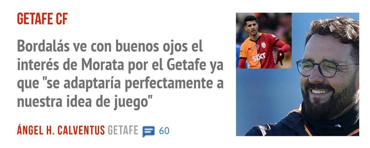 GETAFE CF. Bordalás ve con buenos ojos el interés de Morata por el Getafe ya que "se adaptaría perfectamente a nuestra idea de juego"