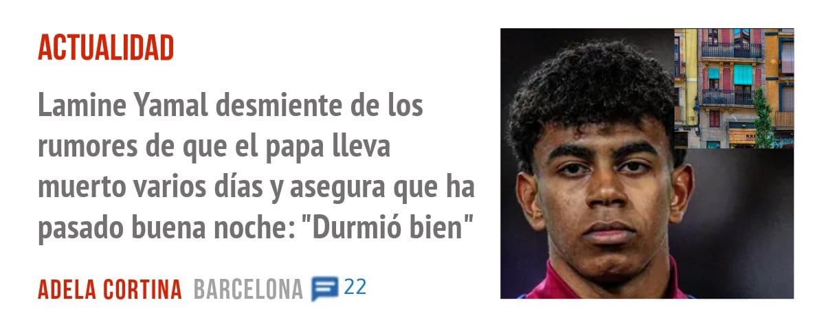 ACTUALIDAD. Lamine Yamal desmiente de los rumores de que el papa lleva muerto varios días y asegura que ha pasado buena noche: "Durmió bien"