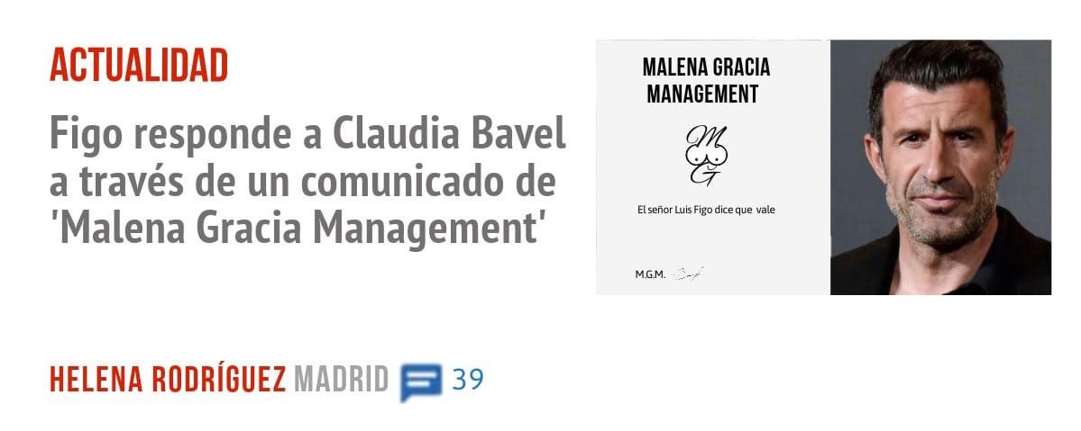 ACTUALIDAD. Figo responde a Claudia Bavel a través de un comunicado de 'Malena Gracia Management'
