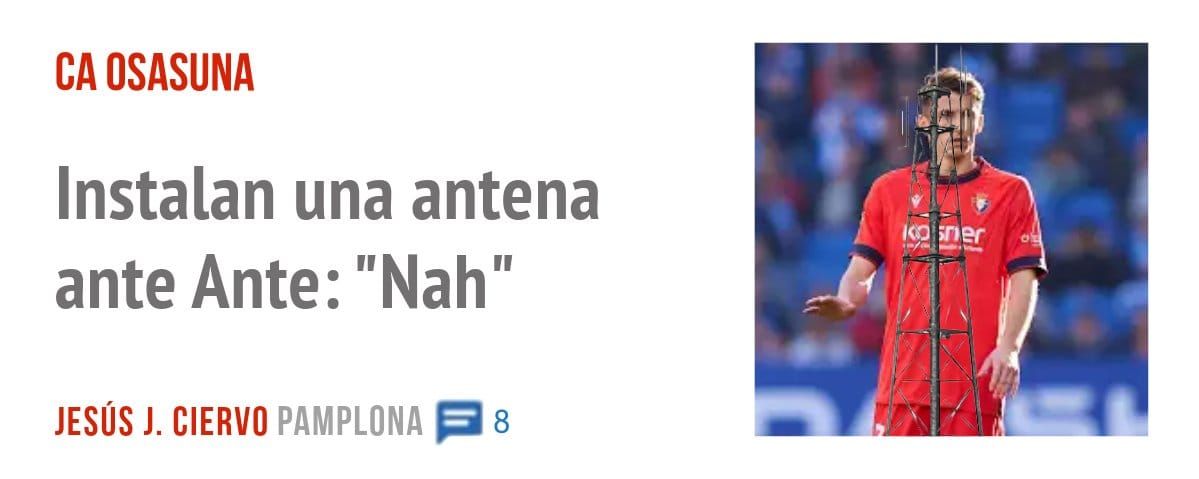 CA OSASUNA. Instalan una antena ante Ante: "Nah"