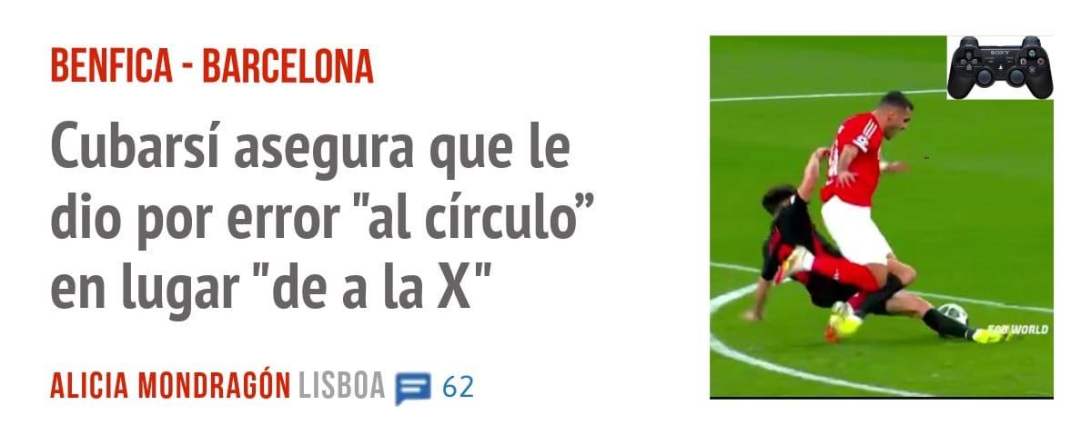 BENFICA - BARCELONA. Cubarsí asegura que le dio por error "al círculo" en lugar "de a la X"