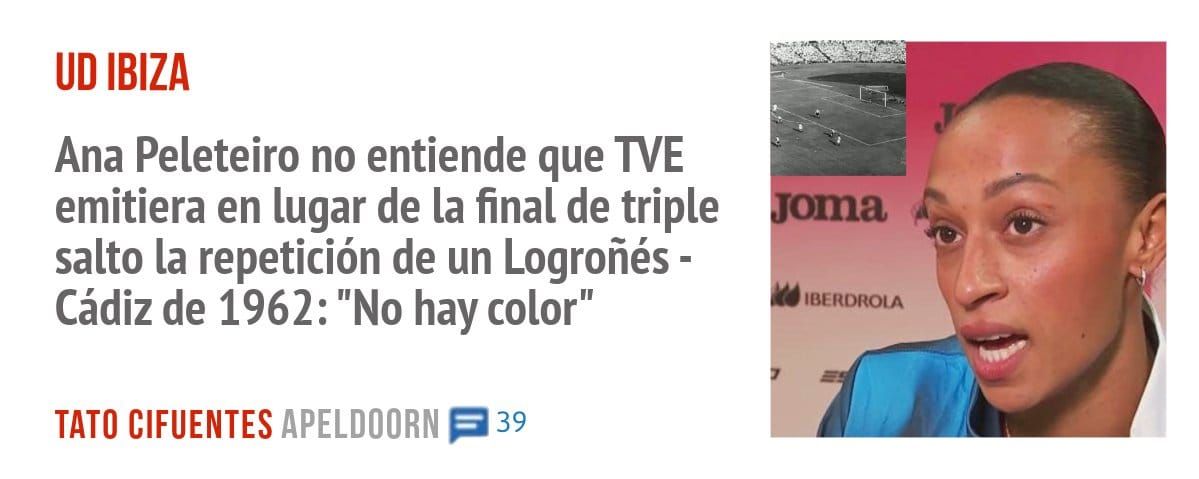 UD IBIZA. Ana Peleteiro no entiende que WE emitiera en lugar de la final de triple salto la repetición de un Logroñés - Cádiz de 1962: "No hay color"