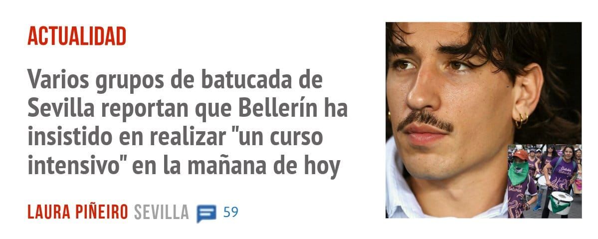 ACTUALIDAD. Varios grupos de batucada de Sevilla reportan que Bellerín ha insistido en realizar "un curso intensivo" en la mañana de hoy
