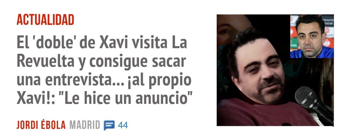 ACTUALIDAD. El 'doble' de Xavi visita La Revuelta y consigue sacar una entrevista... PI propio Xavi!: "Le hice un anuncio"