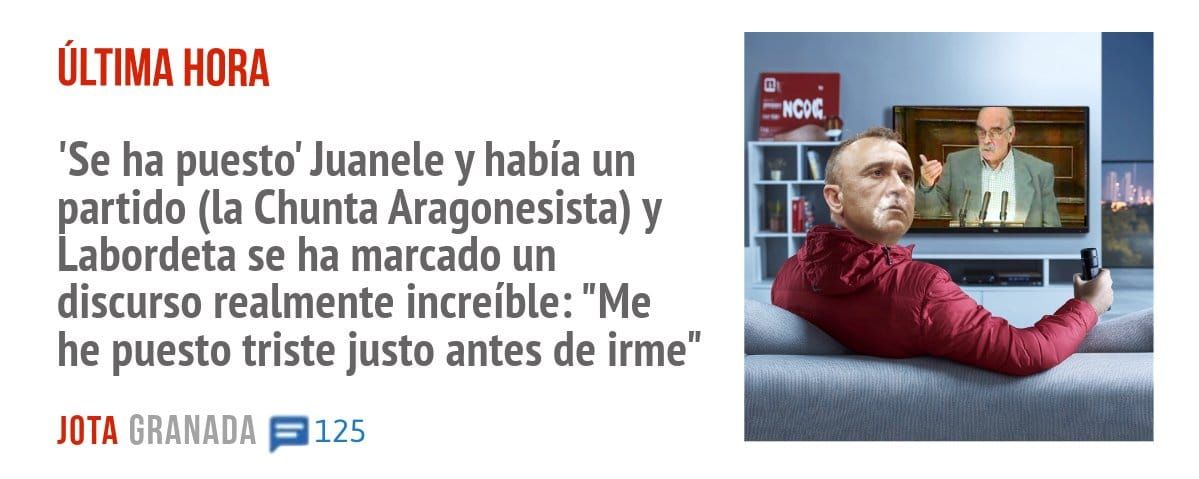 ÚLTIMA HORA. 'Se ha puesto' Juanele y había un partido (la Chunta Aragonesista) y Labordeta se ha marcado un discurso realmente increíble: "Me he puesto triste justo antes de irme"