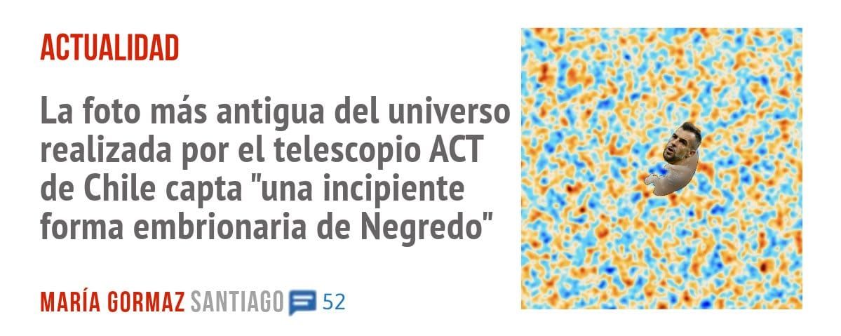 ACTUALIDAD. La foto más antigua del universo realizada por el telescopio ACT de Chile capta "una incipiente forma embrionaria de Negredo"
