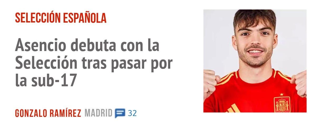 SELECCIÓN ESPAÑOLA. Asencio debuta con la Selección tras pasar por la sub-17