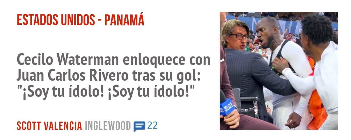 ESTADOS UNIDOS - PANAMÁ. Cecilo Waterman enloquece con Juan Carlos Rivero tras su gol: "iSoy tu ídolo! iSoy tu ídolo!"