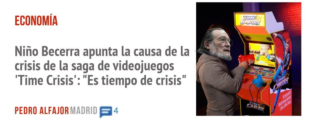 ECONOMÍA. Niño Becerra apunta la causa de la crisis de la saga de videojuegos 'Time Crisis': "Es tiempo de crisis"