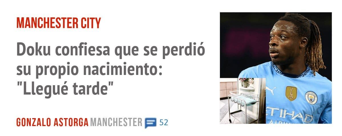 MANCHESTER CITY. Doku confiesa que se perdió su propio nacimiento: "Llegué tarde"