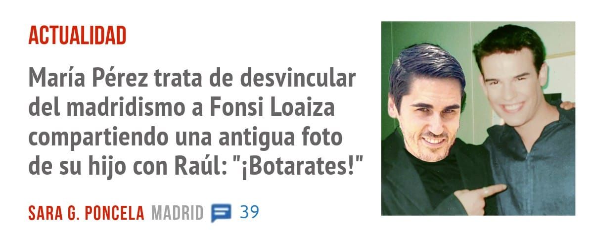 ACTUALIDAD. María Pérez trata de desvincular del madridismo a Fonsi Loaiza compartiendo una antigua foto de su hijo con Raúl: "iBotarates!"