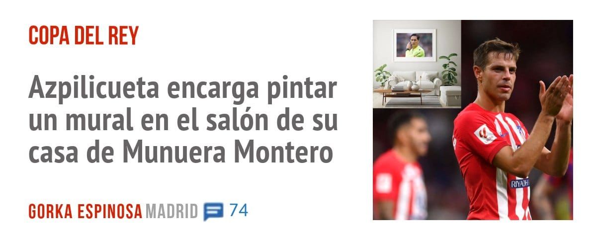 COPA DEL REY. Azpilicueta encarga pintar un mural en el salón de su casa de Munuera Montero