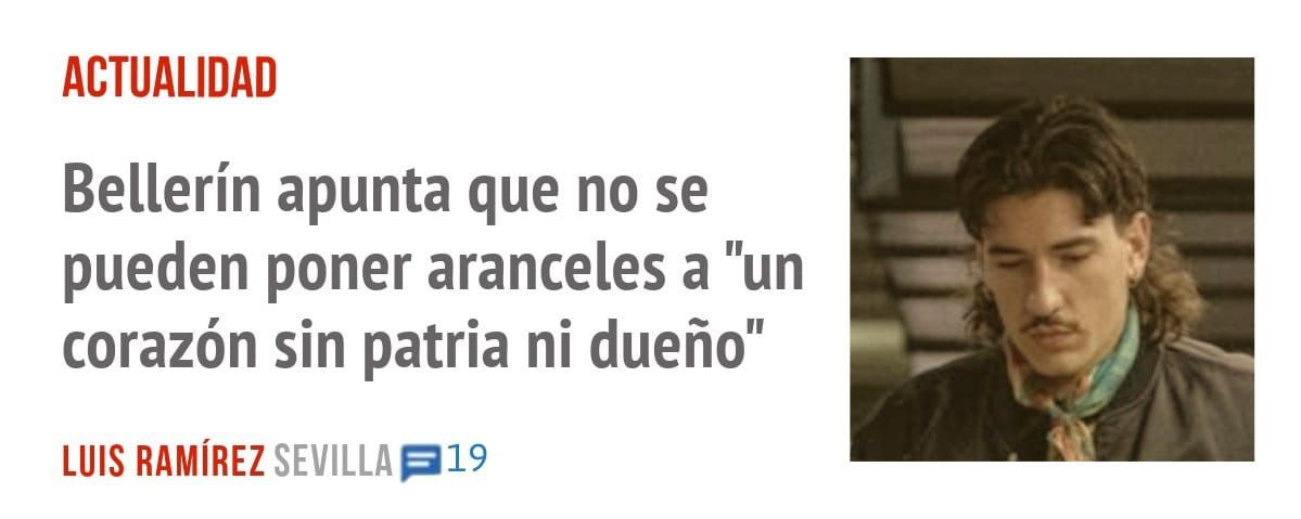 ACTUALIDAD. Bellerín apunta que no se pueden poner aranceles a "un corazón sin patria ni dueño"