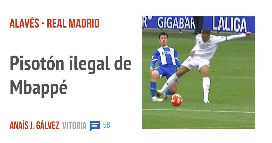 ALAVÉS - REAL MADRID. Pisotón ilegal de Mbappé