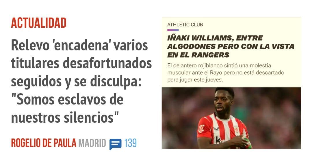 ACTUALIDAD. Relevo 'encadena' varios titulares desafortunados seguidos y se disculpa: "Somos esclavos de nuestros silencios"