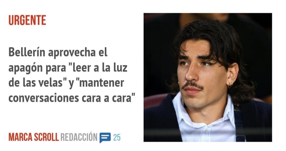 URGENTE. Bellerín aprovecha el apagón para "leer a la luz de las velas" y "mantener conversaciones cara a cara"