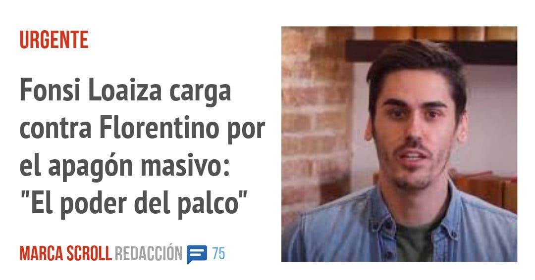 URGENTE. Fonsi Loaiza carga contra Florentino por el apagón masivo: "El poder del palco"