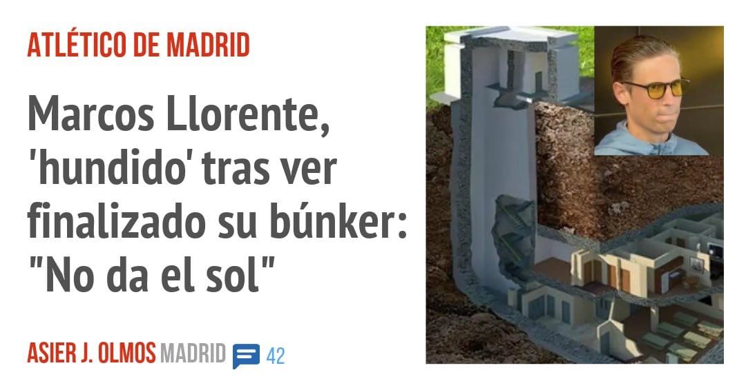 ATLÉTICO DE MADRID. Marcos Llorente, 'hundido' tras ver finalizado su búnker: "No da el sol"