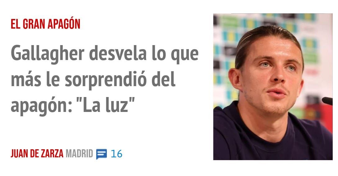EL GRAN APAGÓN. Gallagher desvela 10 que más le sorprendió del apagón: "La luz"