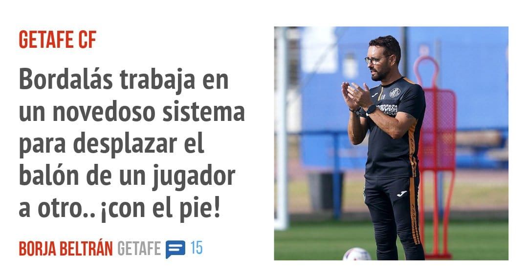 GETAFE CF. Bordalás trabaja en un novedoso sistema para desplazar el balón de un jugador a otro.. icon el pie!