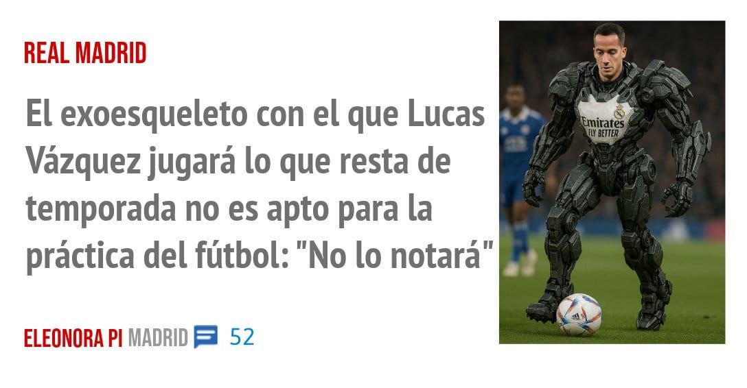 REAL MADRID. El exoesqueleto con el que Lucas Vázquez jugará 10 que resta de temporada no es apto para la práctica del fútbol: "No 10 notará"