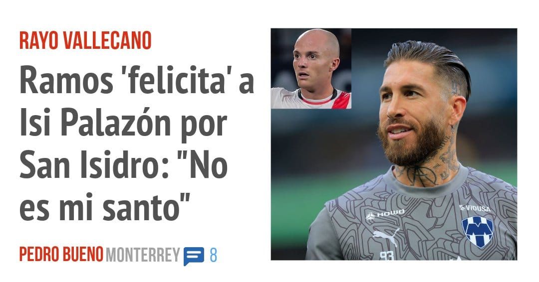 RAYO VALLECANO. Ramos 'felicita' a Isi Palazón por San Isidro: "No es mi santo"
