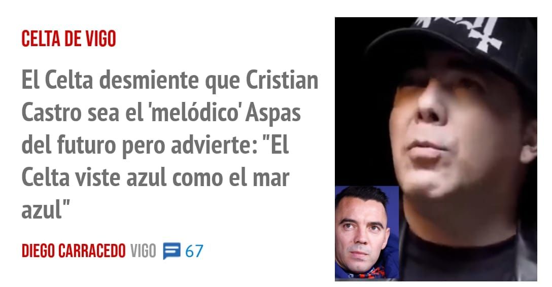 CELTA DE VIGO. El Celta desmiente que Cristian Castro sea el 'melódico' Aspas del futuro pero advierte: "El Celta viste azul como el mar azul"