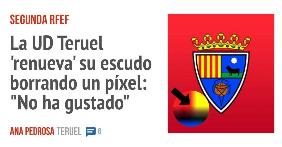 SEGUNDA RFEF. La UD Teruel 'renueva' su escudo borrando un píxel: "No ha gustado"