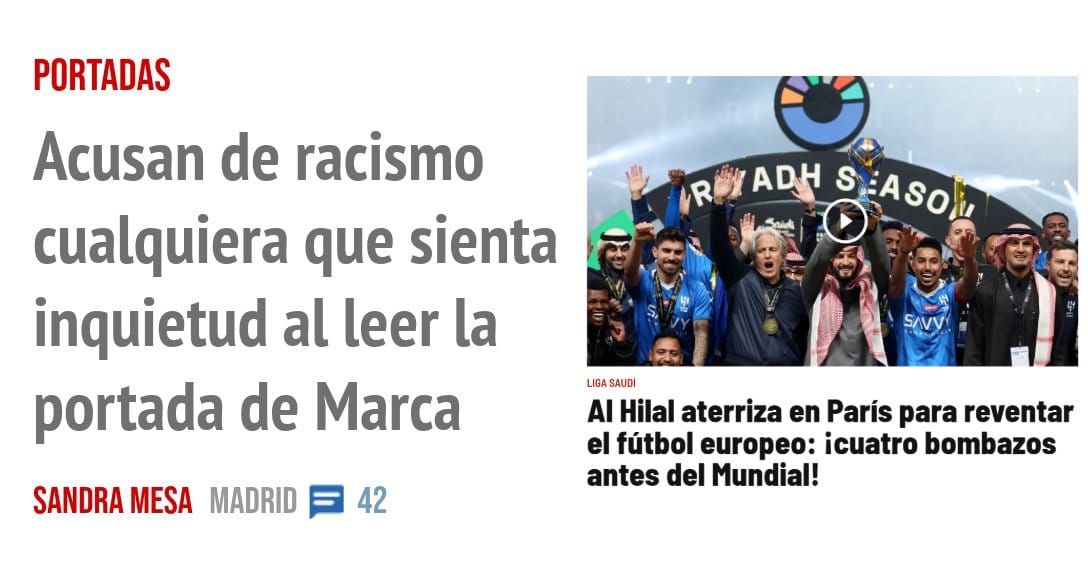 PORTADAS. Acusan de racismo cualquiera que sienta inquietud al leer la portada de Marca