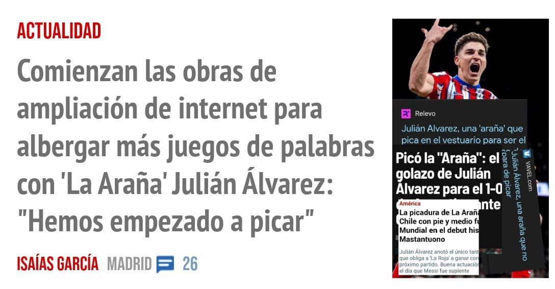 ACTUALIDAD. Comienzan las obras de ampliación de internet para albergar más juegos de palabras con 'La Araña' Julián Álvarez: "Hemos empezado a picar"