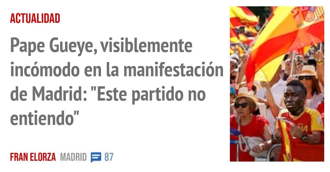 ACTUALIDAD. Pape Gueye, visiblemente incómodo en la manifestación de Madrid: "Este partido no entiendo"