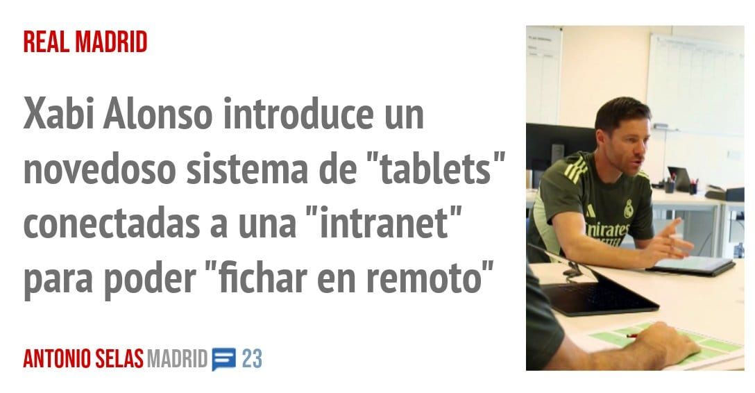 REAL MADRID. Xabi Alonso introduce un novedoso sistema de "tablets" conectadas a una "intranet" para poder "fichar en remoto"