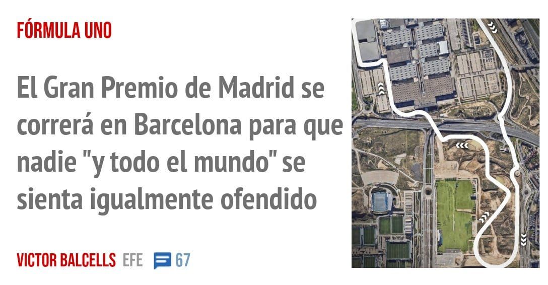 FÓRMULA UNO. El Gran Premio de Madrid se correrá en Barcelona para que nadie "y todo el mundo" se sienta igualmente ofendido