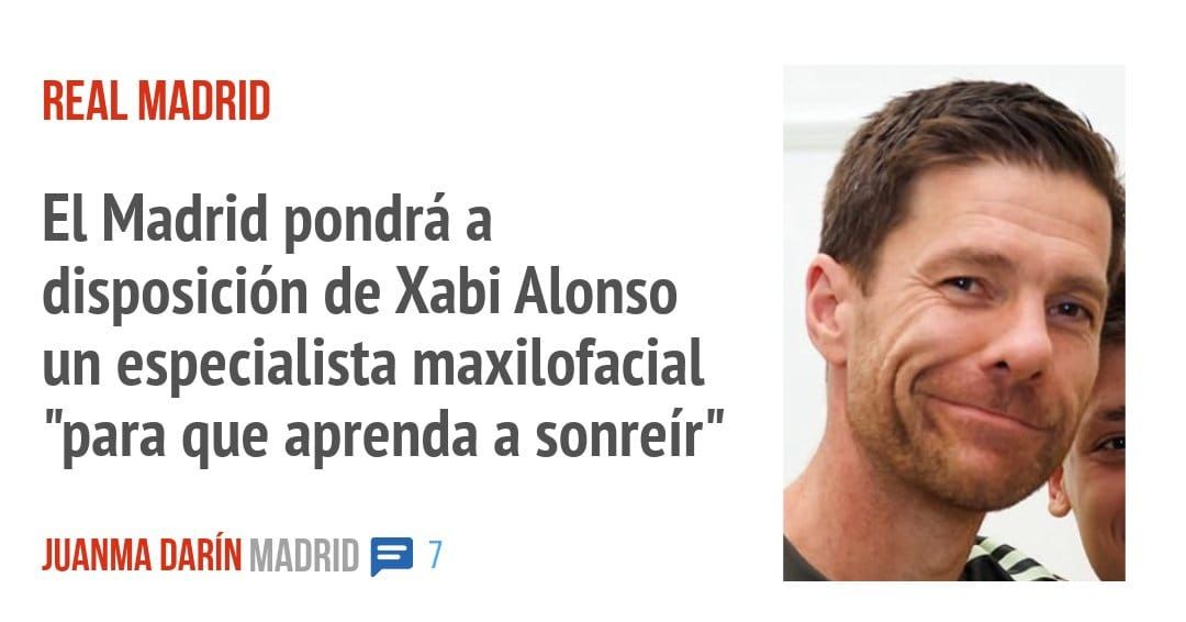REAL MADRID. El Madrid pondrá a disposición de Xabi Alonso un especialista maxilofacial "para que aprenda a sonreír"