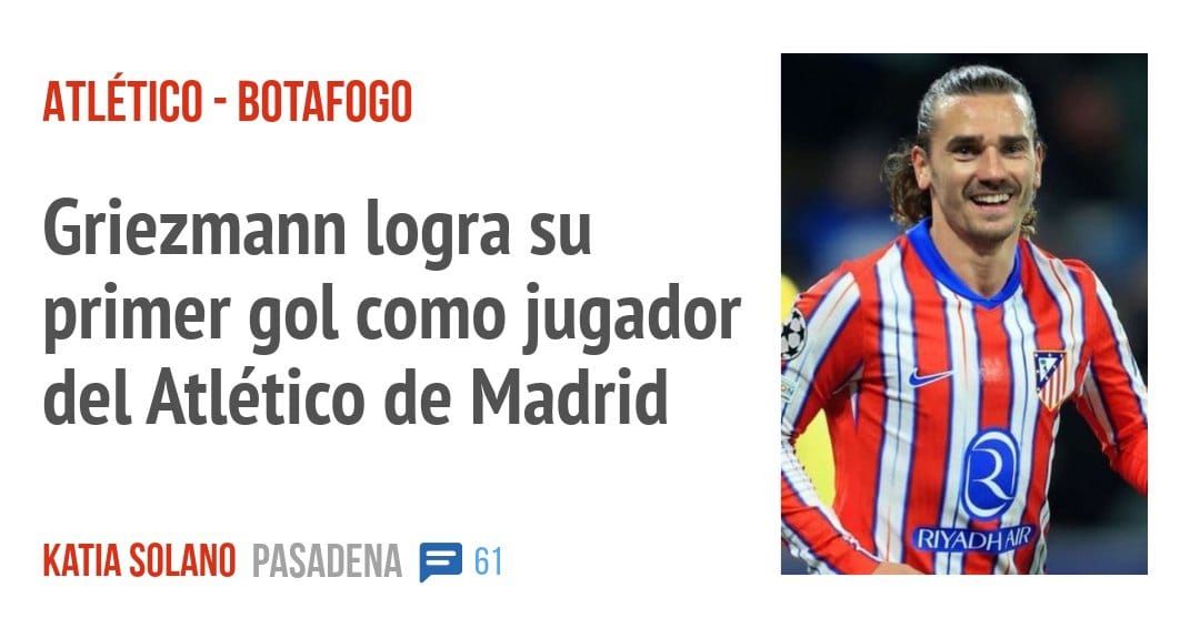 ATLÉTICO - BOTAFOGO. Griezmann logra su primer gol como jugador del Atlético de Madrid