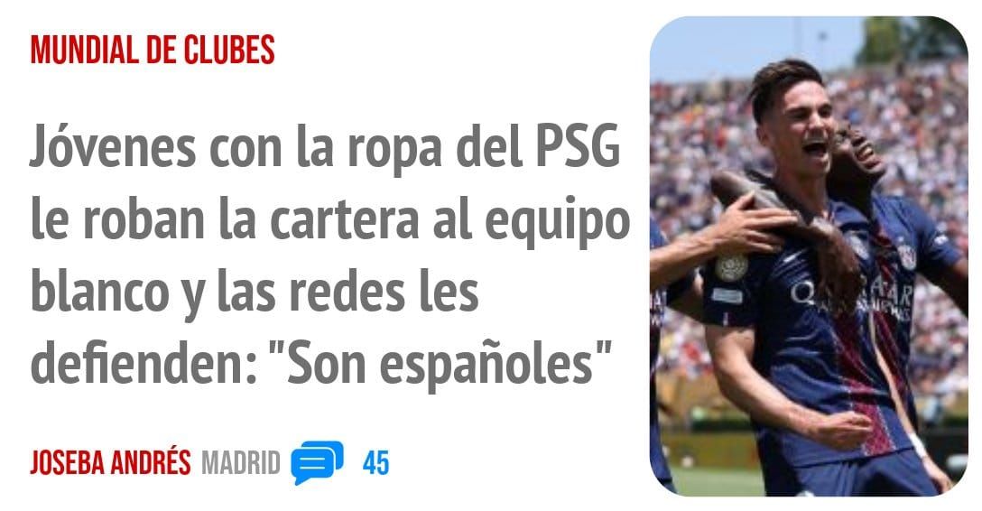 MUNDIAL DE CLUBES. Jóvenes con la ropa del PSG le roban la cartera al equipo blanco y las redes les defienden: "Son españoles"