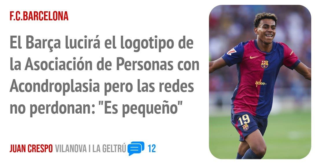 F.C.BARCELONA. El Barça lucirá el logotipo de la Asociación de Personas con Acondroplasia pero las redes no perdonan: "Es pequeño"