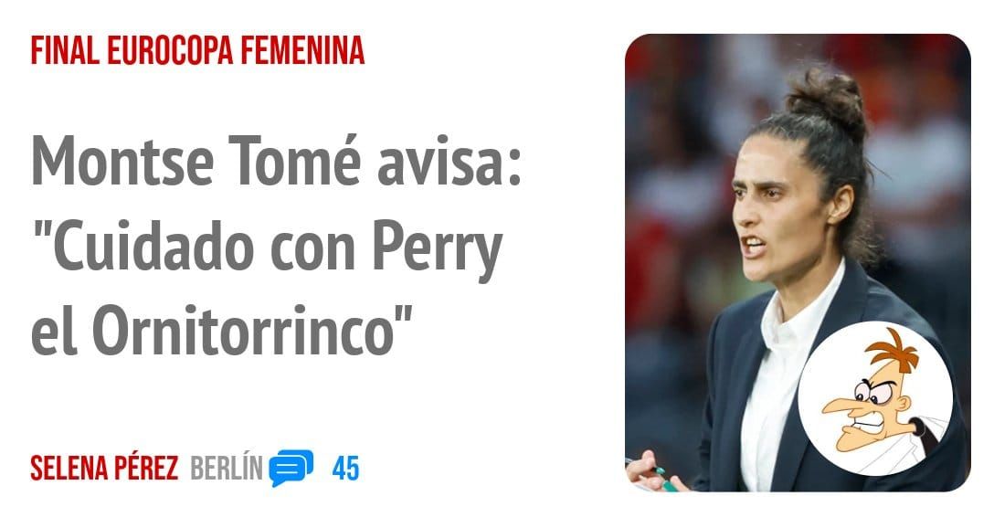 FINAL EUROCOPA FEMENINA. Montse Tomé avisa: "Cuidado con Perry el Ornitorrinco"
