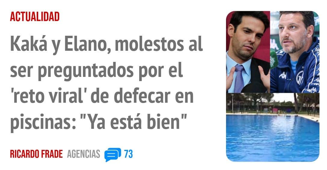 ACTUALIDAD. Kaká y Elano, molestos al ser preguntados por el 'reto viral' de defecar en piscinas: "Ya está bien"