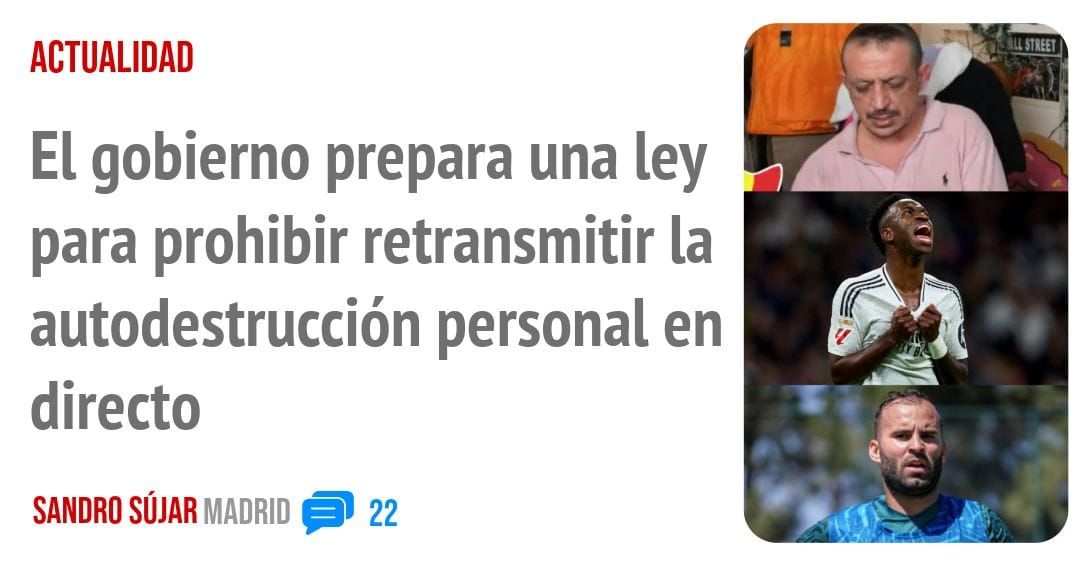 ACTUALIDAD. El gobierno prepara una ley para prohibir retransmitir la autodestrucción personal en directo