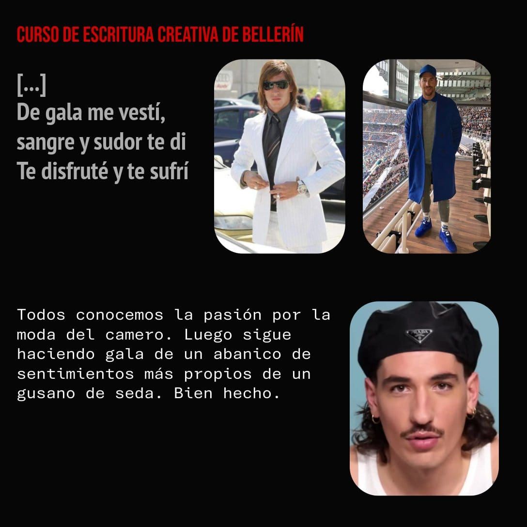 CURSO DE ESCRITURA CREATIVA DE BELLERÍN. De gala me vestí, sangre y sudor te di Te disfruté yte sufrí Todos conocemos la pasión por la moda del camero. Luego sigue haciendo gala de un abanic