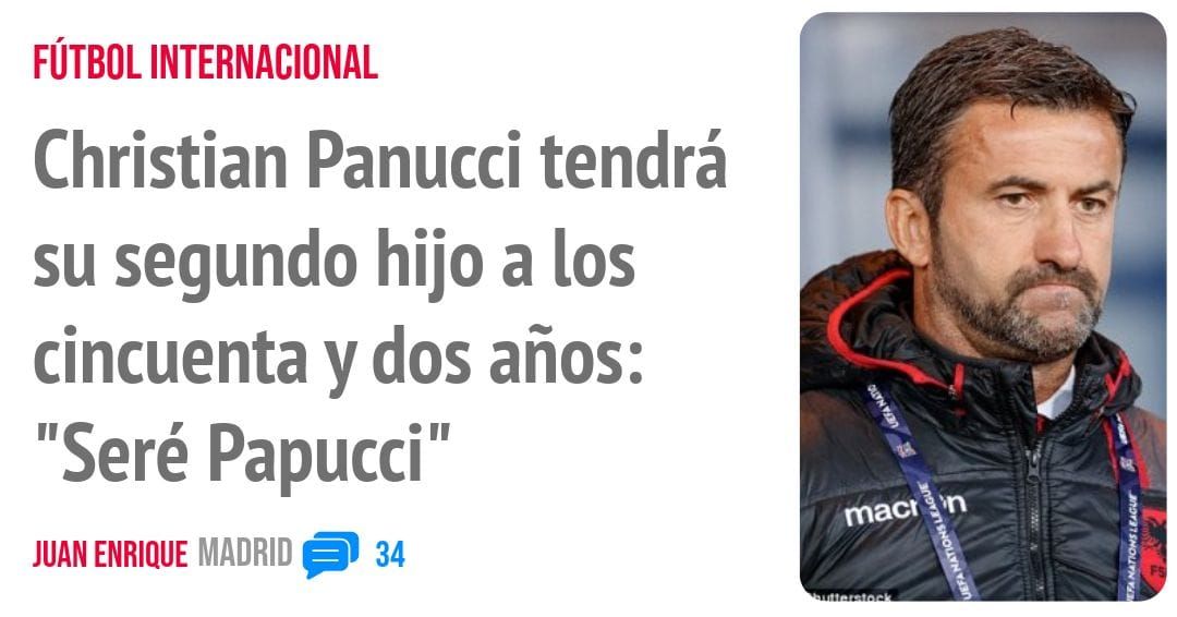 FÚTBOL INTERNACIONAL. Christian Panucci tendrá su segundo hijo a los cincuenta y dos años: "Seré Papucci"