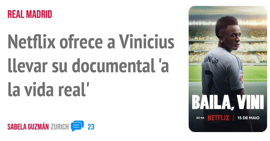 REAL MADRID. Netflix ofrece a Vinicius llevar su documental 'a la vida real'